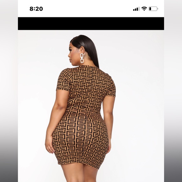 Taup Midi Dress, Short Sleeve - Picture 2 of 2